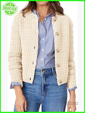 Long Sleeve Open Front Cardigan Sweater Button Down Knit Jacket